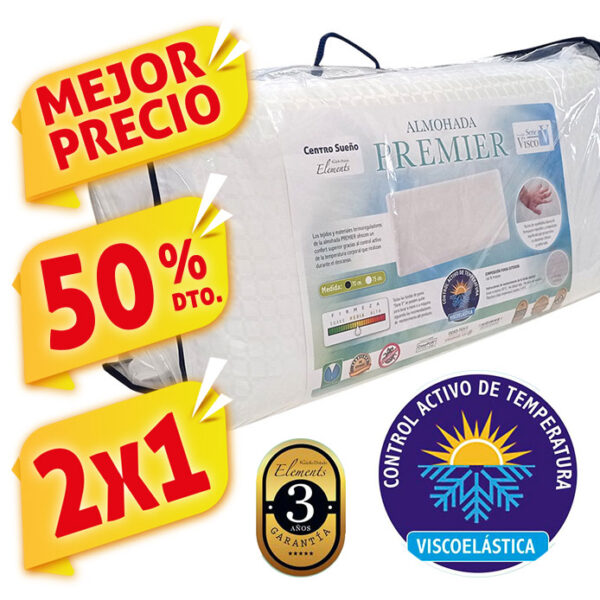 2 Almohadas Visco PREMIER de 75 cm Control Temperatura