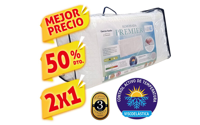 2 Almohadas Visco PREMIER de 70 cm Control Temperatura